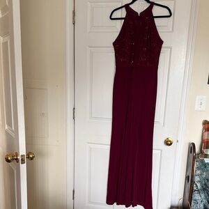 Night Way Collections Burgundy Halter Dress. Size 10